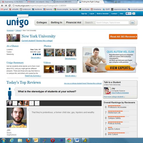 Banner ad for Unigo's College page (e.g. www.unigo.com/nyu) Diseño de Pixel’s ToyBox