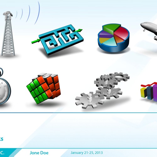 Viva! Design Custom Retro 3D Icons for our Presentations.  