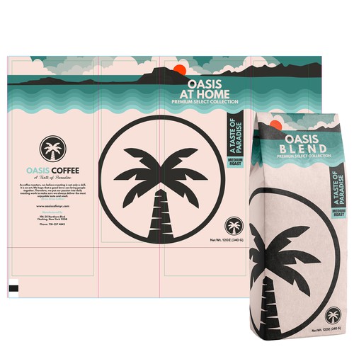 OASIS CAFE COFFEE BEAN PACKAGING DESIGN Design by ghielzact