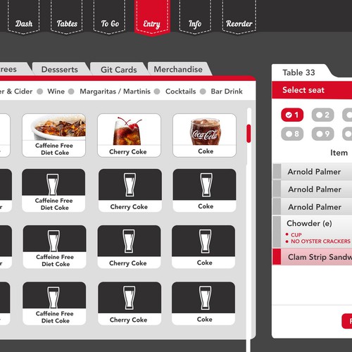 Redesigning a new user interface for a restaurant point-of-sale system Design by DesignFairy