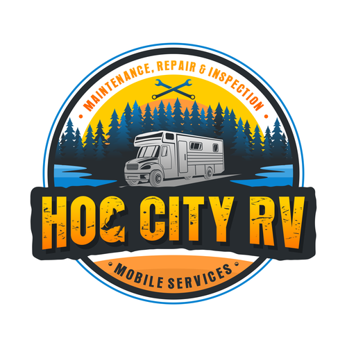 Design a retro/vintage camper logo for our RV Mobile Service business. Design by Hysteria!