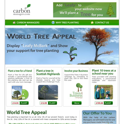 Web page for the  "World Tree Appeal" Design by Usman Arshad