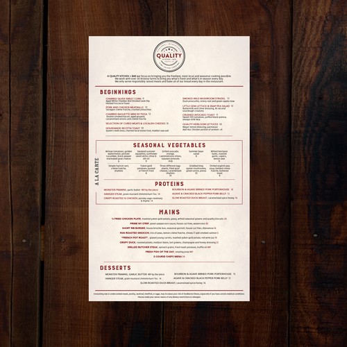 Create an unique yet professional menu for truly Farm to Table restaurant to be opened in Sedona, AZ Design by Moonlit Fox