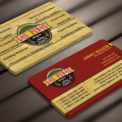 Los Pinos Hardware & Building Supply Business Card Contest! Diseño de Nerys Design™