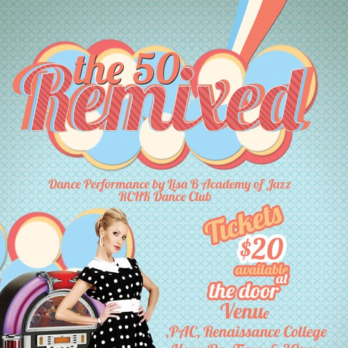 Create a poster and program for a 50's Remixed themed kids dance show! Design by J. Nater