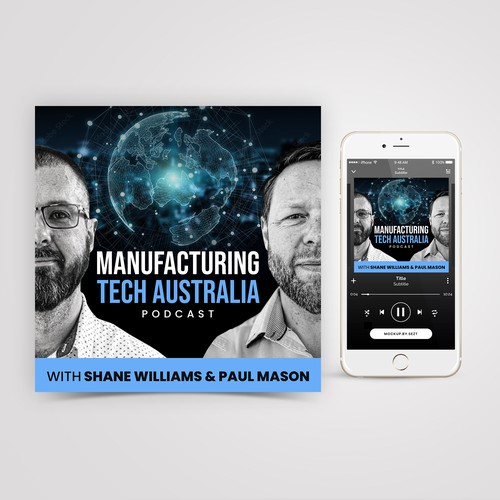 Artwork for podcast about technology in manufacturing Design by Sezt