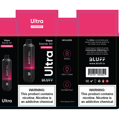 Vape packaging for a new more eco friendly vaping company Design by Andrea Branchesi