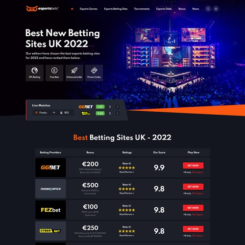 Design a new Esports betting comparison website Design por Mahant Arts