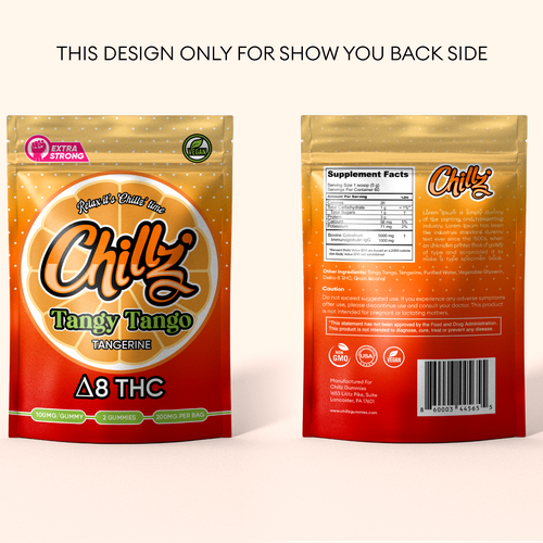 CHILLZ CBD Brand need his new packaging for his DELTA 8 Gummies Design by SONUPARMAR
