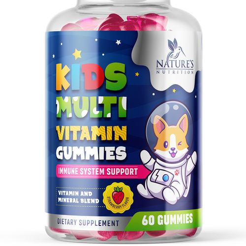 Tasty Kids Multivitamin Gummies Product Label for Nature's Nutrition Design by ZAKIGRAPH ®