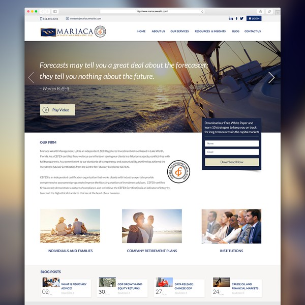 Website design for Mariaca Wealth Management