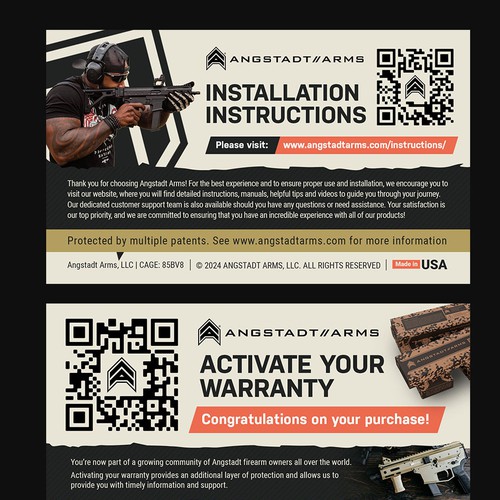 Warranty activation flyer for gun company (postcard) Design by Alphabet ♥