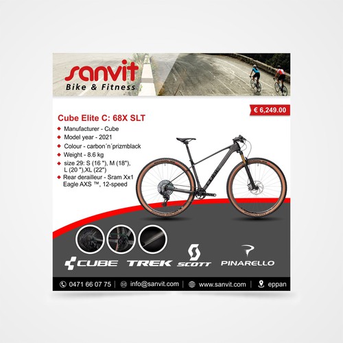 Cool, modern layout for the biggest bike shop in North Italy. Design by Bu'kan Creative