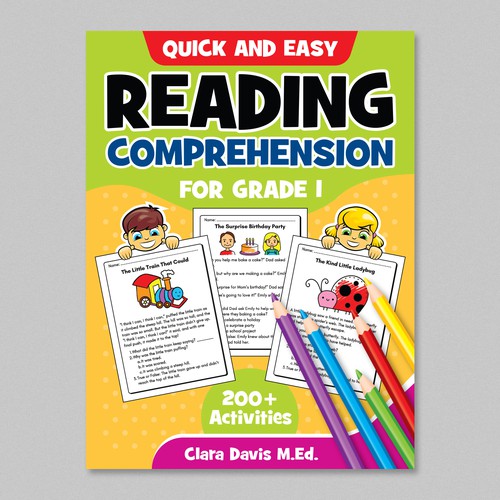 BOOK COVER: Grade 1 Reading Comprehension - Professional Workbook for Kids Design by WolfBell
