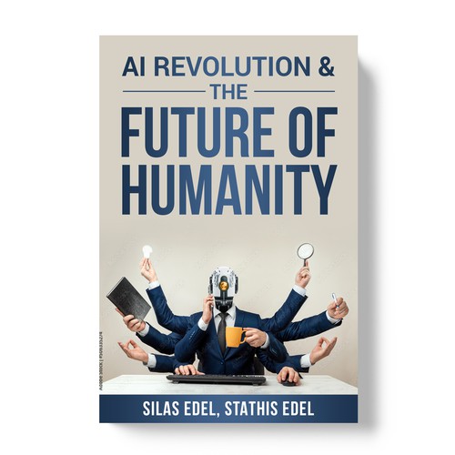 Futuristic AI Book Cover - AI vs Humans/Dark Design by TopHills