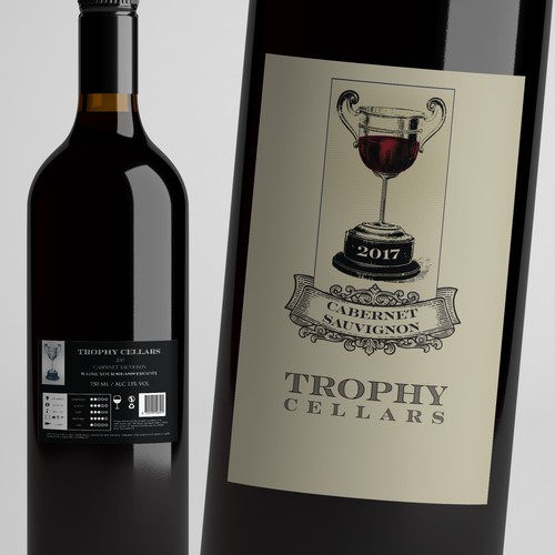 ***Bring the vision to LIFE *** TROPHY Wines - CATCHY MODERN WINE LABEL - have a look at attached guide files! Ontwerp door Windmill Designer™