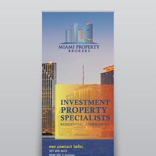 Create a sleek trade show banner for a Miami real estate company