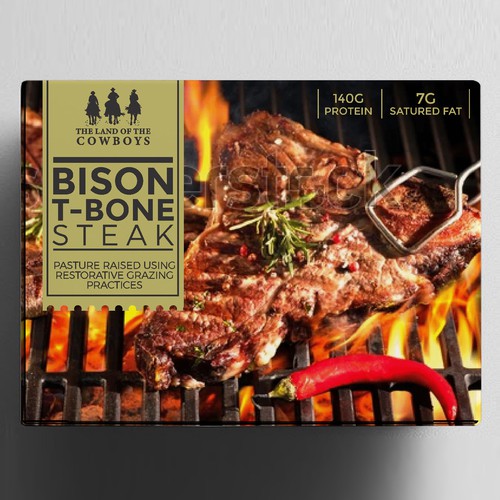 BISON T-BONE STEAK - FROM THE LAND OF THE COWBOYS Design by neoflexdesign