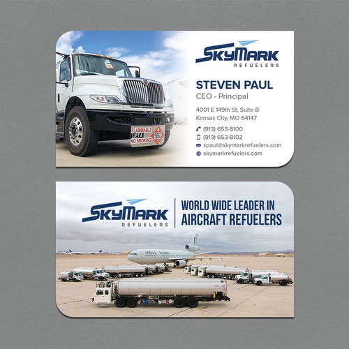 Need business card redesign for Aircraft Truck Fueling company Design by CurveSky™ ☑️