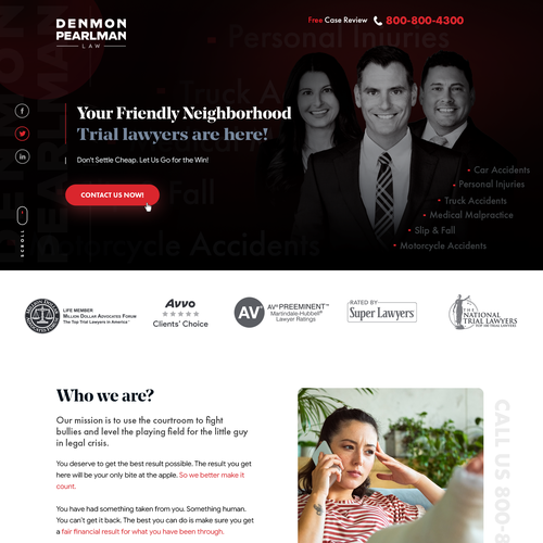 We need a modern and sleek updated web design for our personal injury law firm Design by Bulls EYE