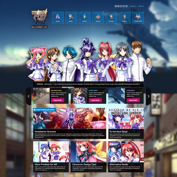Create a Homepage Design for Japanese Visual Novel Muv-Luv!