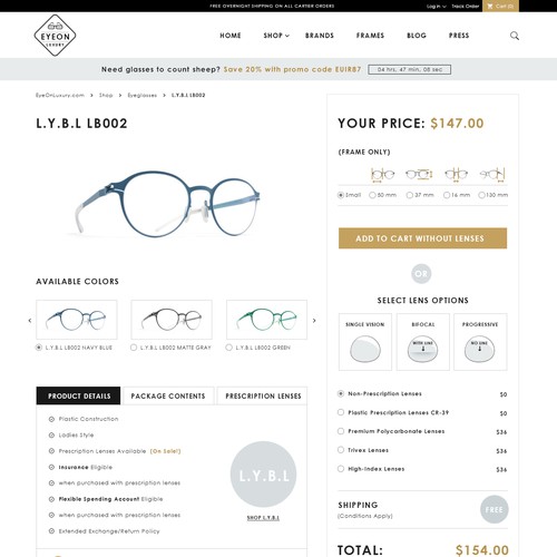 Design A Luxury Eyewear Retailer's Luxurious First Look  page design contest