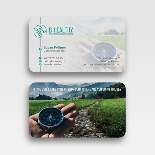 Create a businesscard for a healthy lifestyle that inspire people to go the same way Design by Upwork