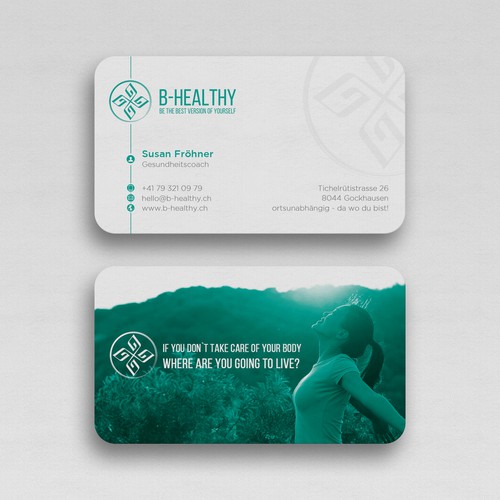 Create a businesscard for a healthy lifestyle that inspire people to go the same way Design by Upwork