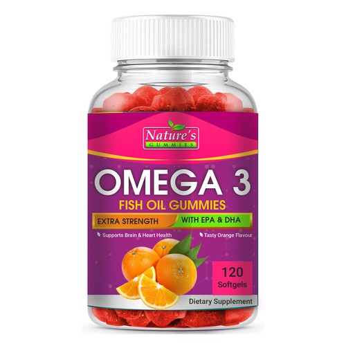 Tasty Omega 3 Fish Oil Gummies Design needed for Nature's Gummies Design réalisé par Hanisha P Patel