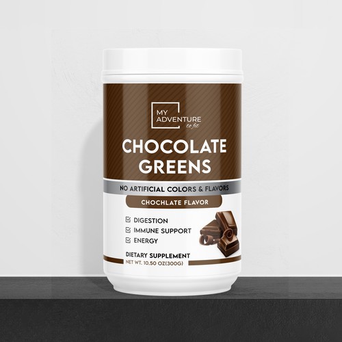 Chocolate Greens Superfood label design Design by Manthanshah