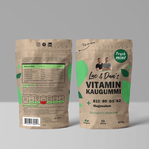 First creative packaging for a natural vitamin chewing gum Design by Noha.Akkad