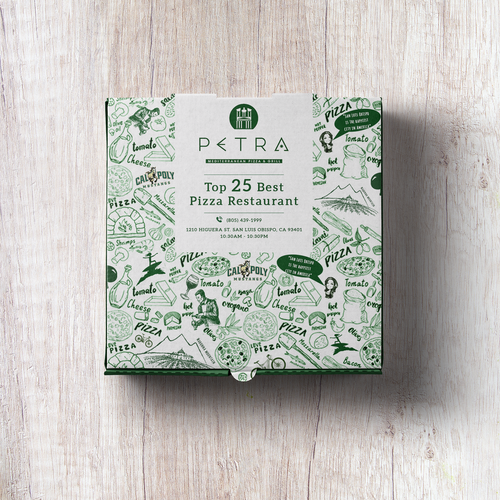 Pizza Box Design for award winning restaurant USA TODAY 'TOP 25 IN USA' Design by O_Nika Design!