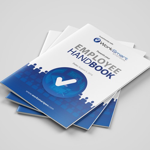 Design a new look for employee handbook - cover page/header/new font Réalisé par Panda-Studio