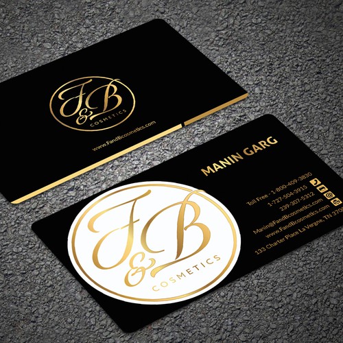 Black & Metallic Gold Business Cards Design by Seerat Razzaki