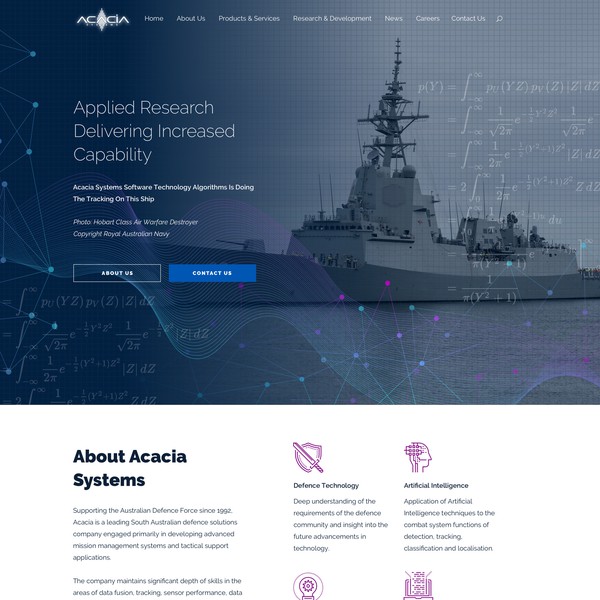 Design by liquo titled "Website for Defence Software Acacia Systems"