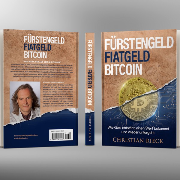 Design by shazigns titled "Book cover for a cryptocurrency Bitcoin"