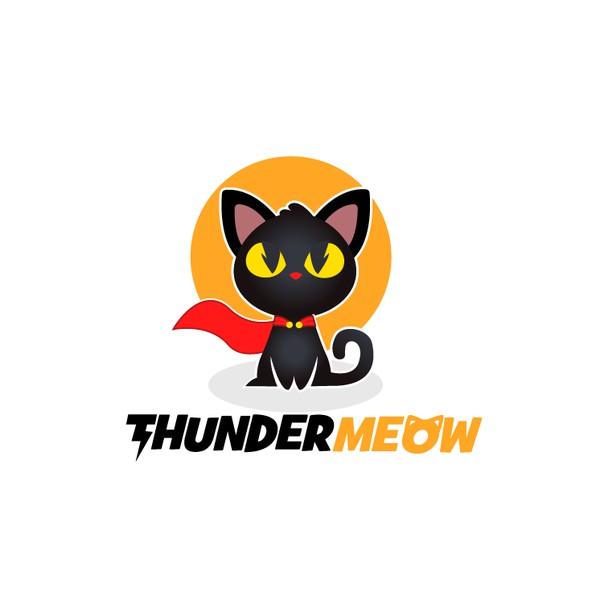 Design by playflowstudio titled "Black cat logo for ThunderMeow"
