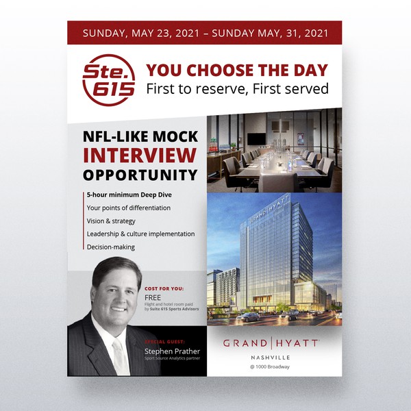 NFL-Like Mock Interview Opportunity Flyer