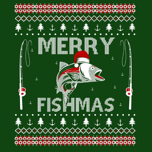 Fishing ugly christmas sweater, T-shirt contest
