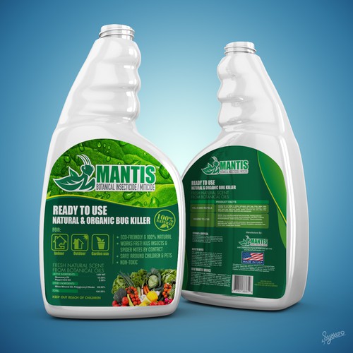 NATURAL & ORGANIC BUG KILLER SPRAY BOTTLE LABEL Design by syakuro