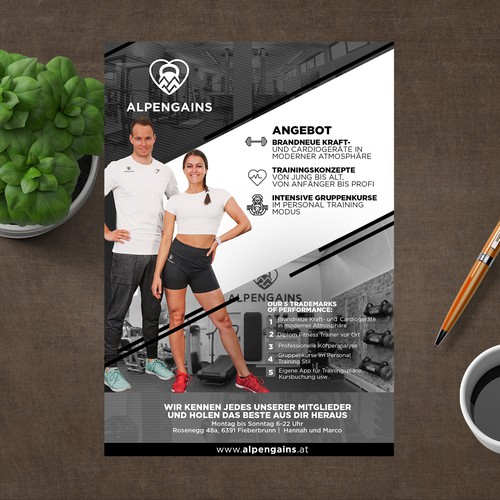 a5 poster design for special gym in the mountains / Community & Training... Design by ektadevesh