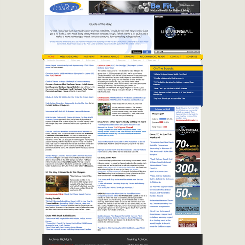 LetsRun.com Homepage Re-Design/Cleanup Diseño de pscola