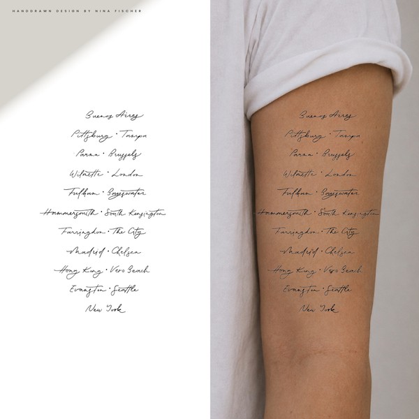 Handwritten Tattoo Design City Map