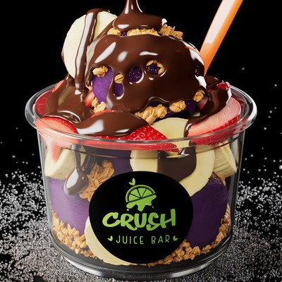 3d Acai bowl with chocolate sauce