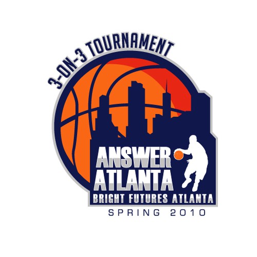 3 on 3 basketball tournament logo