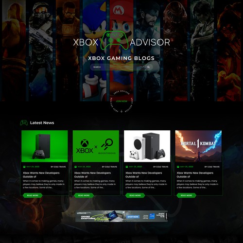 Require a modern and creative website design for a Xbox gaming blog Design by Kreative-Sakshi