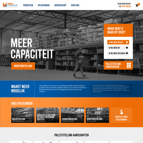 Creative website templates for a leading pallet racks company_ Meermagazijn Design by ChickenDinner