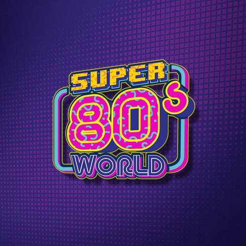 Create a totally bitchin' logo for our "Super 80s World" retro video game Diseño de dipomaster™