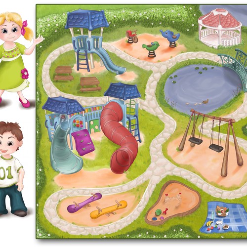 Create an interactive story telling set with board and characters Design von Hattifant