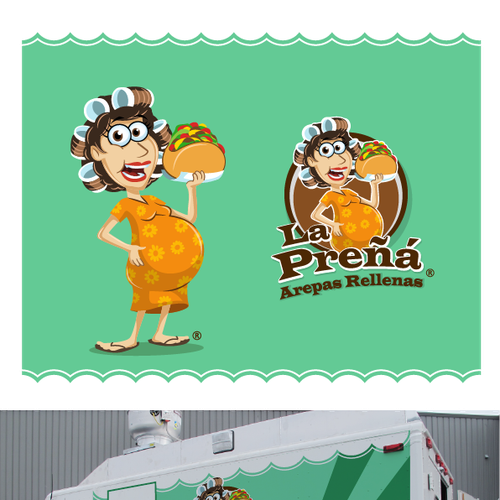 Design a funny cartoon of a pregnant woman for a food truck! | Logo design  contest | 99designs